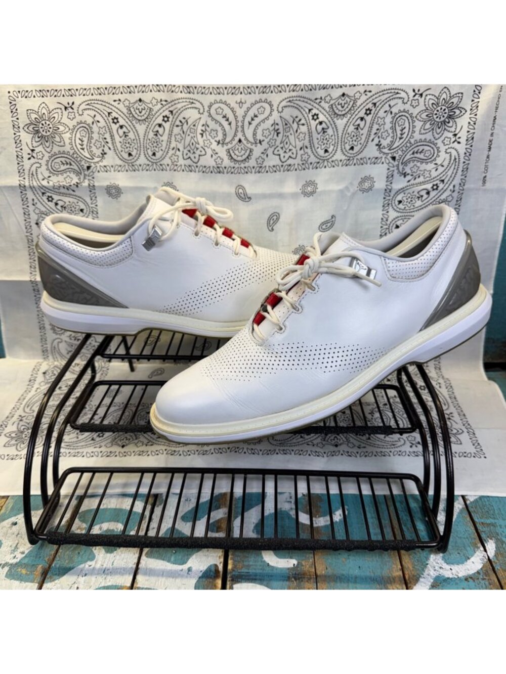 Nike Air Jordan ADG 4 Golf Shoes White Fire Red Cement DM0103-105 Men’s Size 9